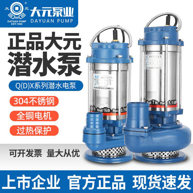 大元不锈钢潜水泵家用220V小型滴灌抽水机380v大流量高扬程抽水泵