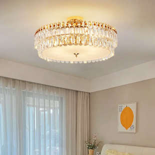 法式 轻奢水晶吊灯大气客厅灯奢华大气餐厅卧室圆形吸顶灯餐厅灯具