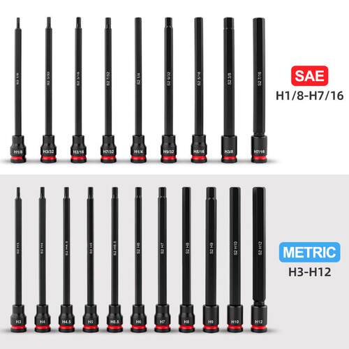 20件套3/8加长公英制内六角套筒旋具套装中飞内6方批头扳手工具