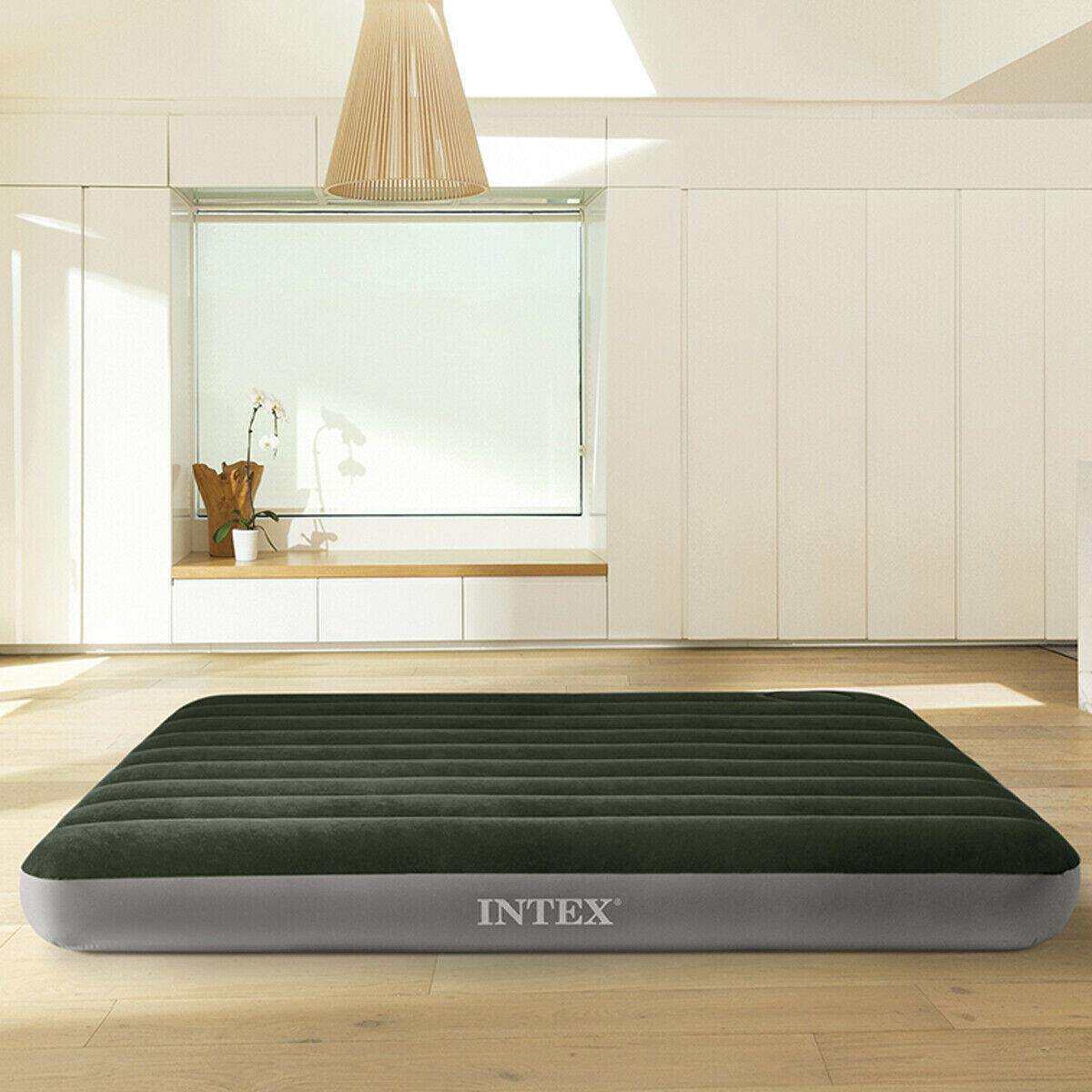 Intex64106 植绒PVC加厚单双人充气床垫加厚家用户外野营充气床垫