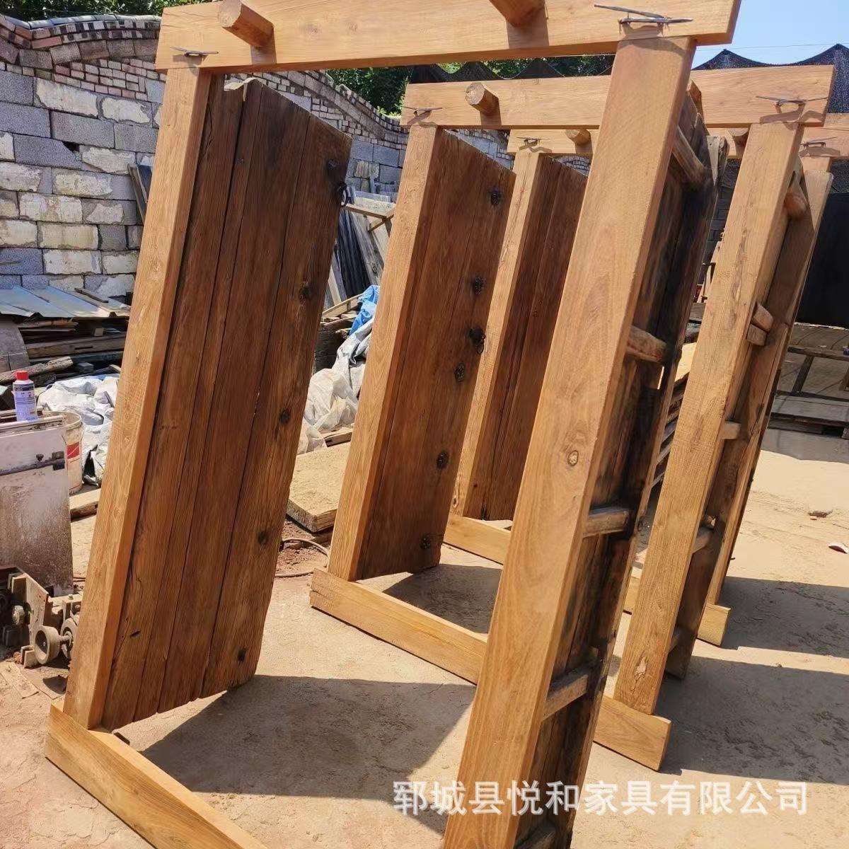 老榆木乡村庭院大门实木别墅进户门茶楼自建房门平推式老式大门