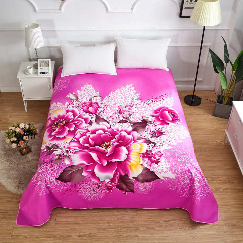 加厚磨毛床单单件1.8米2米单人双人加大床单大版花被单床单三件套