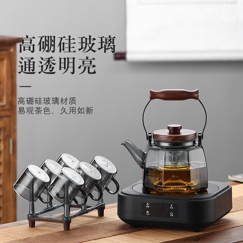 玻璃茶壶现货供应 围炉煮茶壶提梁壶煮茶蒸茶器玻璃茶具套花茶壶