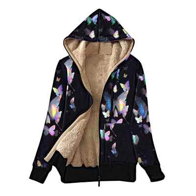 Plush Plush Multicolor Hooded for Composite Loose Jacket