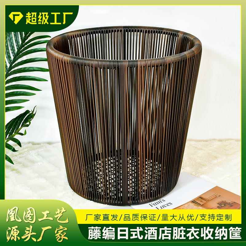 新款时尚简约脏衣筐星级酒店民宿专用仿藤编织脏衣篮毛巾筐布草筐