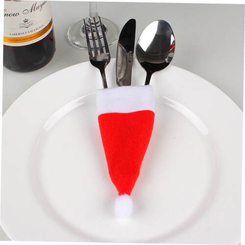Christmas decoration hat, knife, fork and bottle cap 刀叉套