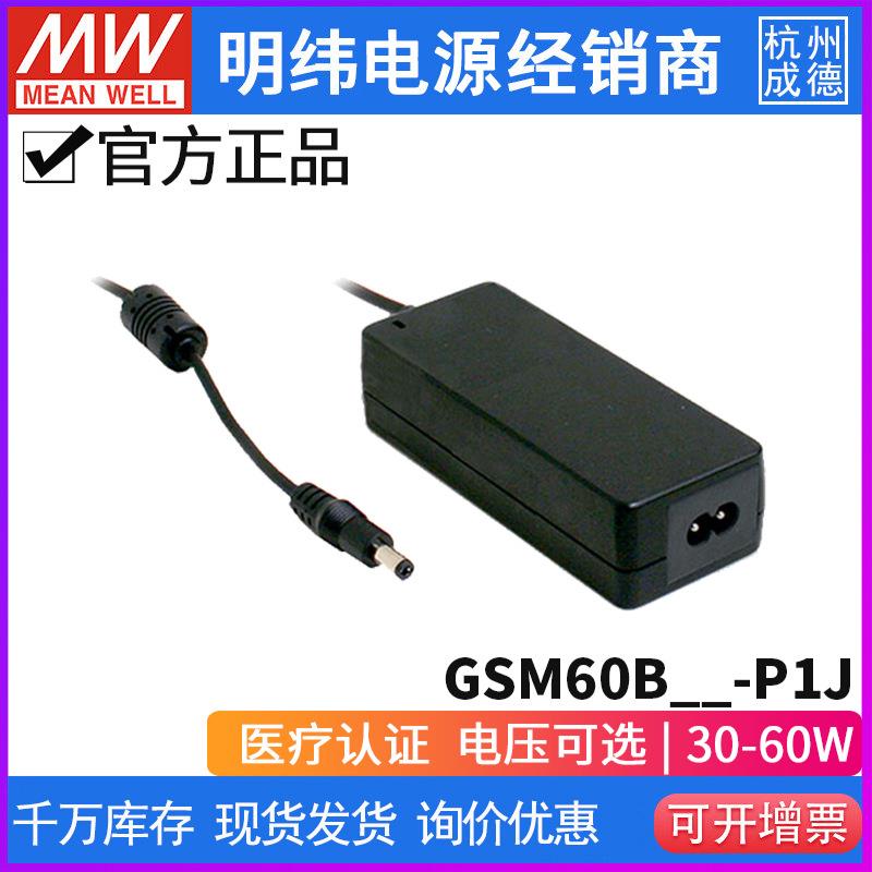 明纬GSM60B-P1J 医疗级适配器 05/07/09/12/15/18/24/48V电压可选
