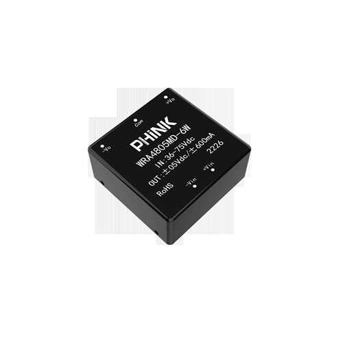 WRA4805MD-6W 宽压范围36-75V转±5V/±0.6A稳压双路 带短路保护