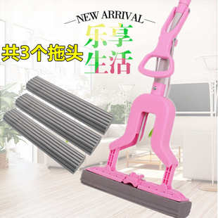 拖布拖把同棉头地头ri0t胶海绵送拖免家用吸水手妙拖把洗对折