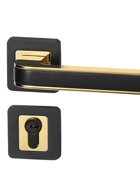 简约黑色分体锁锌合金室内木门锁磁吸静音卧室房门锁通用型执手锁