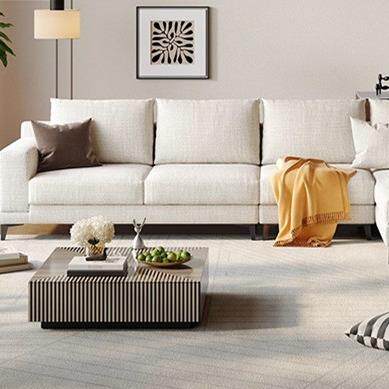 棉麻布艺沙发客厅小户型转角贵妃位直排l型高脚高靠背可拆洗