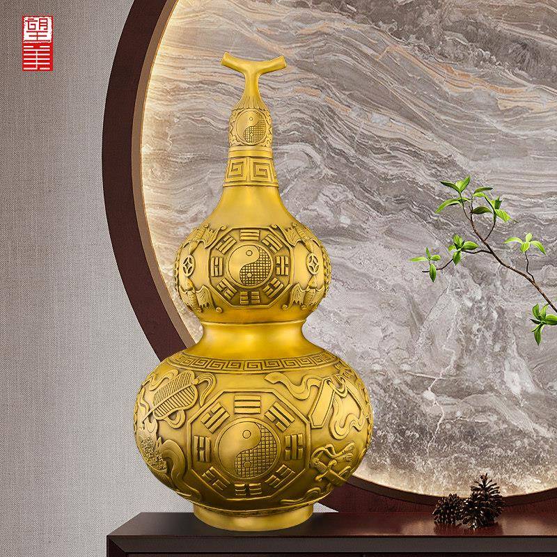 铜葫芦客工厅摆屋件天一铜芦镇黄葫铜开盖空心八瓜SHF葫芦入口艺