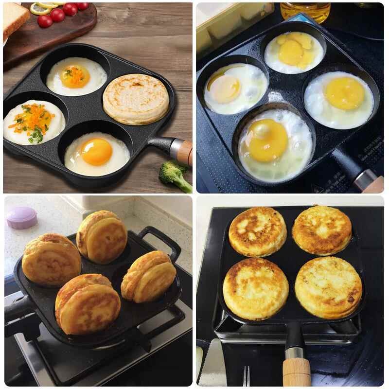 新铸铁煎蛋锅深化鸡蛋汉堡机模具家用不粘锅无涂层鸡蛋饺子煎锅