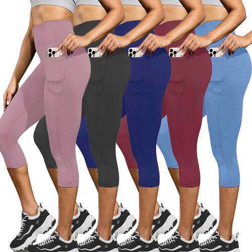 Pocket seven quarter yoga pants for women, high waisted