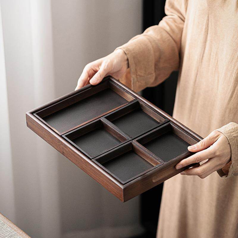 围炉冰茶托盘实木分格茶奉点心盘干果盘客厅家用木质糕点盘水果盘