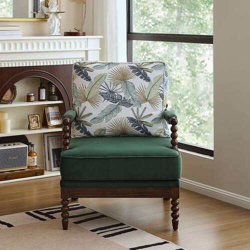 法式复古单人沙发椅卧室客厅阳台中古实木布艺美式老虎椅休闲躺椅