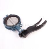 软 16球P铸铁墨手动对夹蝶阀铝合金手通柄直式 国标D71X 16QD71XP