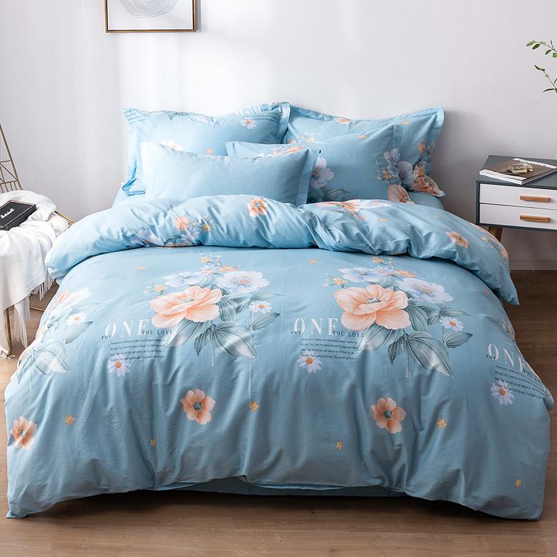 高档纯棉四套1.8m床上用品4件套全单棉约男士件双人2简.0m床被套1