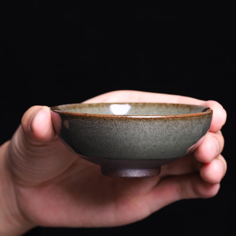 龙窑柴烧建盏灰贝茶杯纯手工复古主人杯单杯建阳铁胎大号茶盏杯