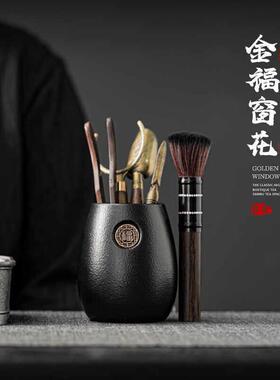 八玛陶茶道六君子茶刀茶夹茶刷茶笔茶台泡茶工具功夫茶具配件套装