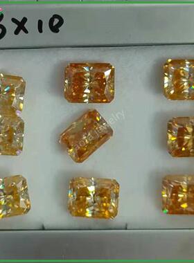 原色香槟黄色雷迪恩切割长方形倒角莫桑石黄色1克拉莫桑钻裸石