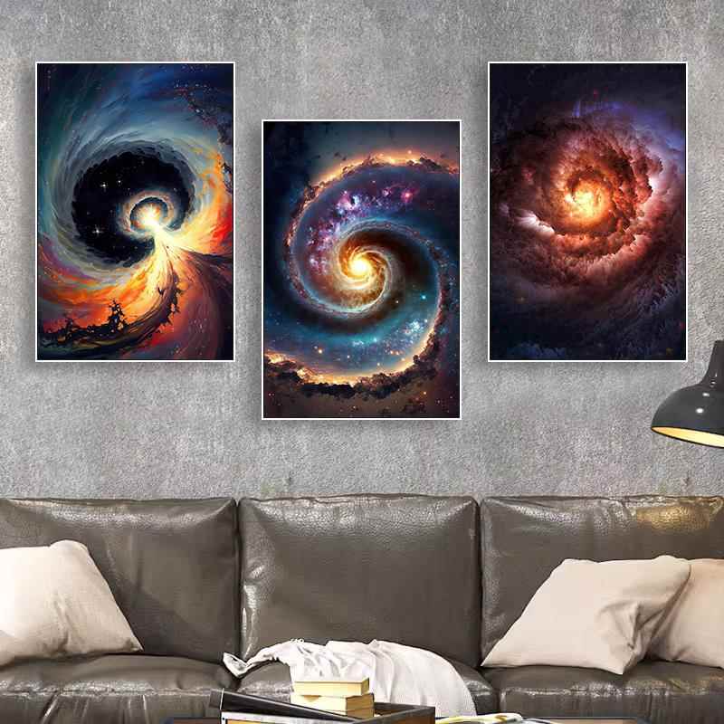 宇宙星空装饰画酒吧音乐餐厅太空黑洞挂画卧室客厅星系艺术壁画图片