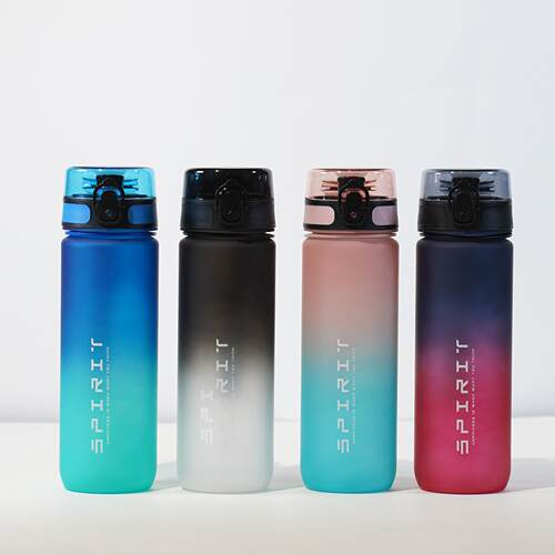 Large capacity frosted gradient color plastic water bottle,
