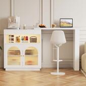 吧台一桌家用实风木现代985简约隔断厅吧台体客餐柜中岛台奶油柜