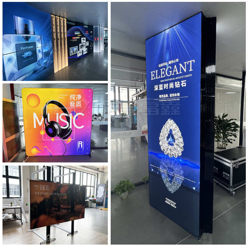 PVC便携式折叠灯箱 海外展会背景墙落地灯箱LED发光双面卡布灯箱