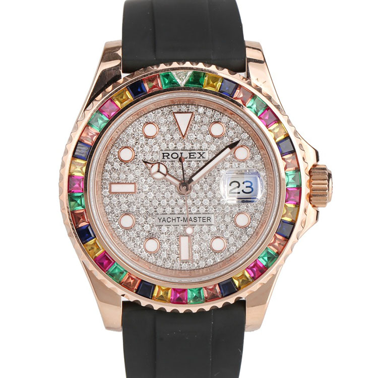 正品[9.8新]劳力士游艇名仕型糖豆圈116655后镶钻自动机械男表