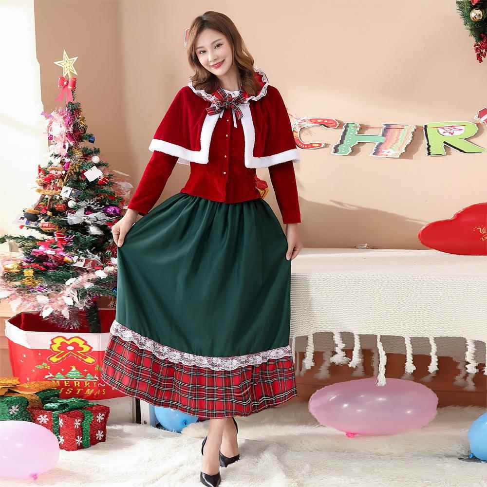 M-XL 日系派对圣诞女皇 圣诞装 圣诞节服装 长裙圣诞节派对制服定