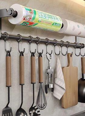 厂家直销不锈钢免打孔厨房挂钩挂杆壁挂多功能挂架勺子铲子纸巾毛