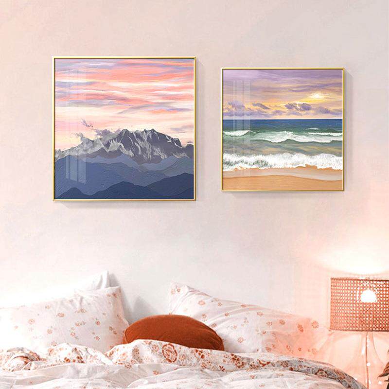 新款直销北欧蓝天白云装饰画客厅沙发背景墙组合挂画水彩风景玄关