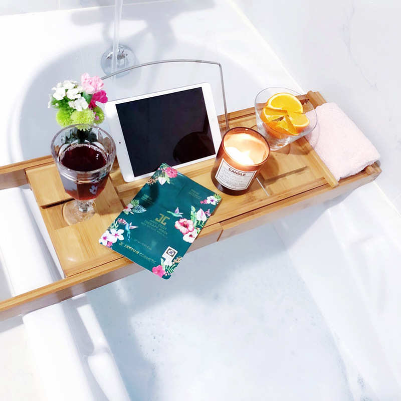 物卫生间多功能浴室竹制伸缩架置浴缸架子物置浴缸  架架浴缸泡澡