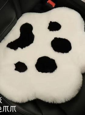 6F汽车坐垫卡通冬季保暖毛毛可爱短L绒车内GIU女垫生网猫爪毛毛红