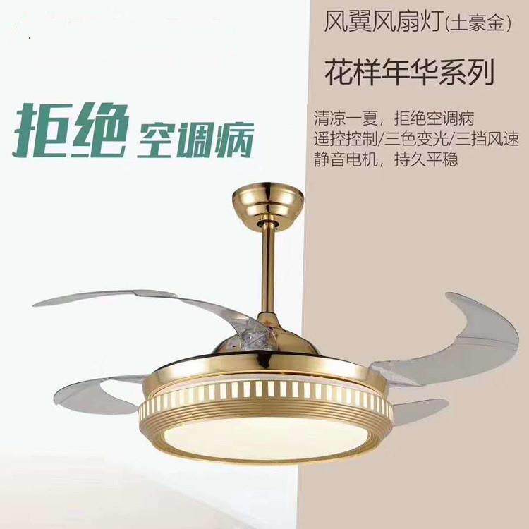 阳光风扇灯LED照明吊扇灯客厅餐厅卧室美式灯具北欧带电风扇吊灯