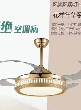 阳光风扇灯LED照明吊扇灯客厅餐厅卧室美式灯具北欧带电风扇吊灯