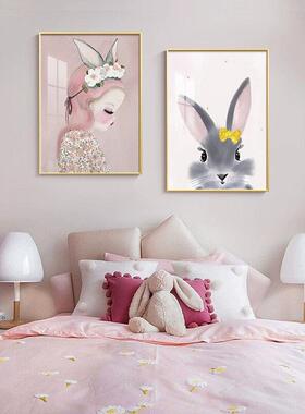 儿童房装饰画女孩房间挂画二联公主房壁画儿童卧室装饰画床头挂画
