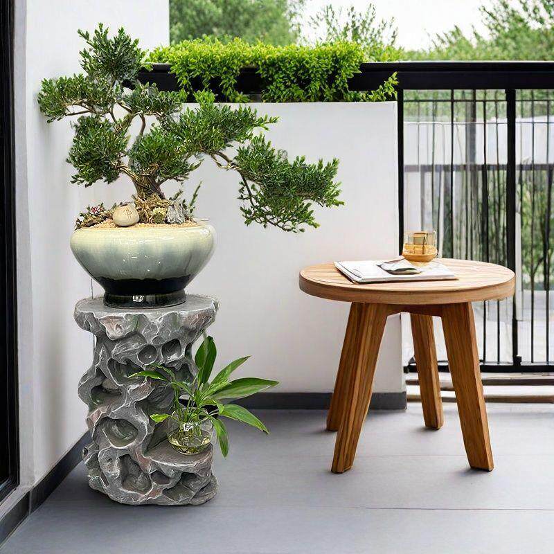 XN户外花架庭院室外绿萝架仿真石头底座中式盆景绿植多肉置物架