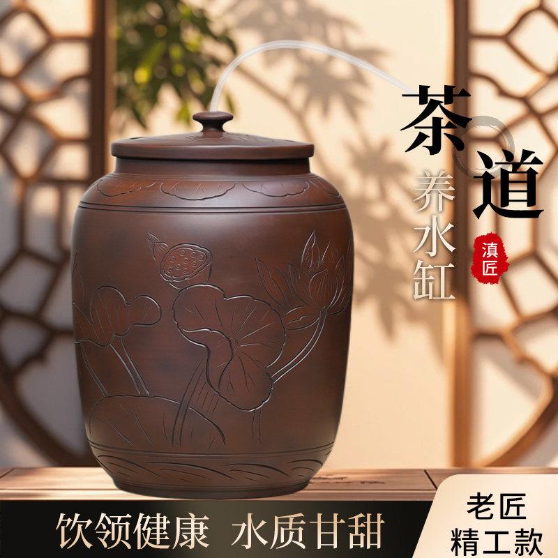 储水桶陶瓷水缸储水用家用老式带盖抽水茶台泡茶储水罐装纯净水桶