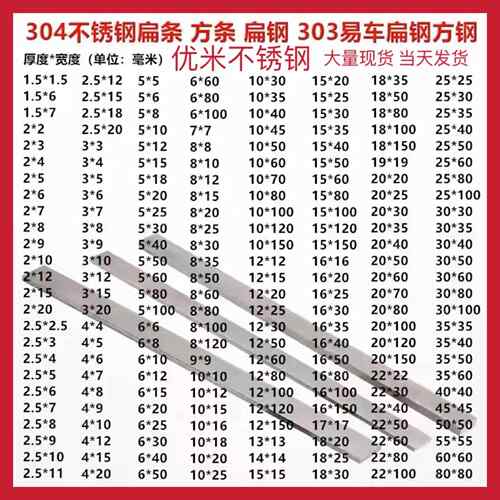 退火不锈钢303 304 316实心拉丝光面冷拉扁条扁钢方条中厚板钢条