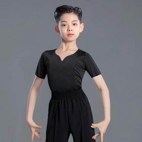 正品儿童拉丁舞幼男童练功服表演出标准服士套装男生训练舞蹈裤子