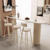 轻断奢岩板台桌家用客厨房厅边隔吧台阳台靠WZW墙垭吧口小户型高