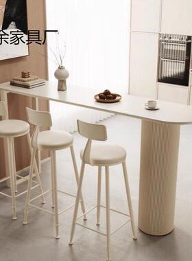 轻断奢岩板台桌家用客厨房厅边隔吧台阳台靠WZW墙垭吧口小户型高