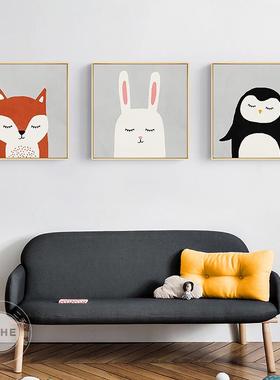 网红动晚子安北欧文艺风小物儿房装饰童画可卡通兔企鹅客厅卧室挂