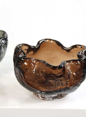 琉璃茶室售楼处桌面手工简约棕色装品客厅玄关软灰色中式果盘花艺