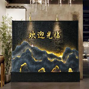 简摆水幕墙隔断屏风客约厅水MEO玄关别墅庭院办公室假山喷泉流景
