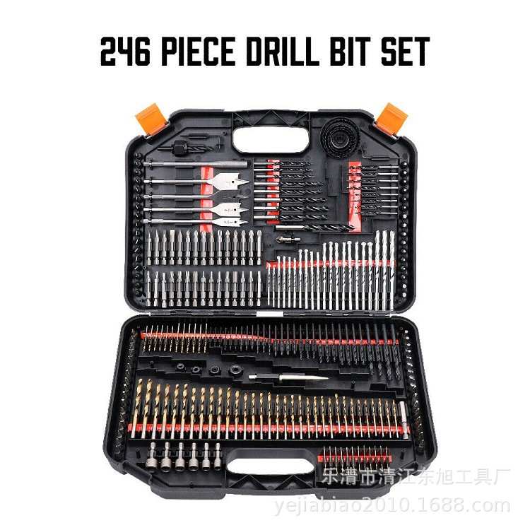 246件套钻头组套工具组合套装木工扁钻 批头 麻花钻 水泥钻开孔器