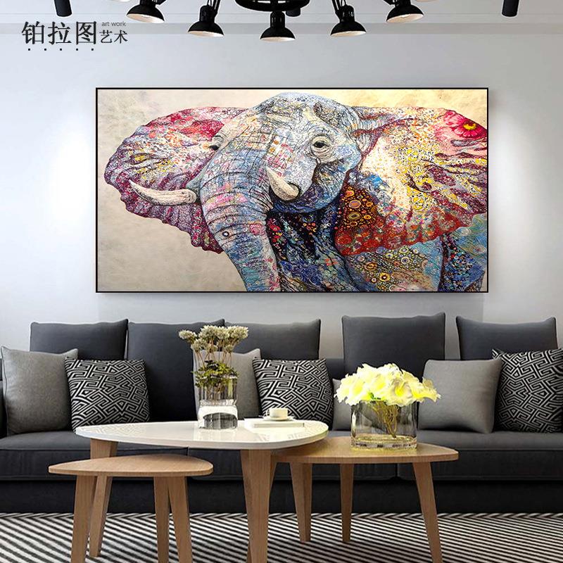 大象装饰画现代卧室艺术画办公室禅意墙画北欧客厅壁画尘与雪挂画