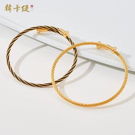2.5mm可调节钢丝手绳可穿珠铜镀真金，活口diy编织绳男女情侣手镯子